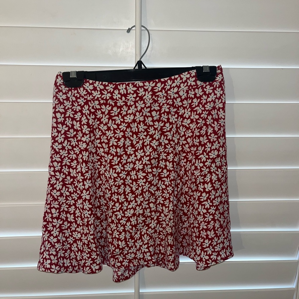 Reformation Red and White Floral Mini Skirt